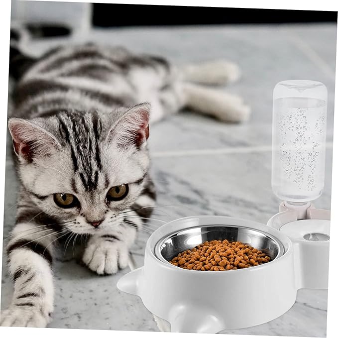 Sosoport Automatic Dog Water Dispenser with Double Bowl Design Leak Pet Feeder for Dogs Transparent Bottle for Easy Water Level Monitoring Easy to