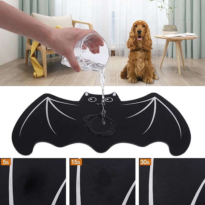 Halloween Pet Mat for Food and Water, Pet Feeding Mat for Dog Cat Bowl Absorbent Anti-Stain Non-Slip Quick Dry Easy Clean Floor Placemat, Pets Accessories Indoor (12 * 20 in)