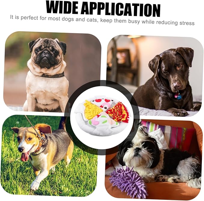 Luxshiny Pizza Shape Dog Snuffle Mat Slow Feeder Pet Smell Pad for Stress Relief and Intelligence Training Material Interactive Nose Work for Dogs and Cats