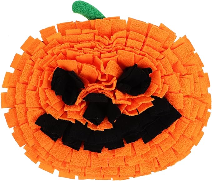 Dog Snuffle Mat Pumpkin Shape Sniffing Feeding Toy for Large Breeds Mental Reduces Stress Interactive Puzzle Mat for Dogs and Cats