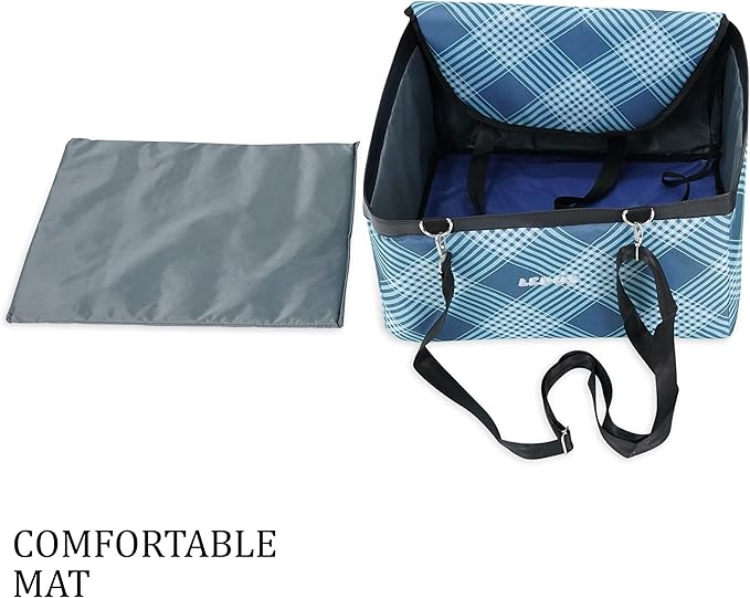 SUSSEXHOME Pets Water and Stain Proof Dog Car Seats for Small Dogs - 15.75 x 12.6 x 9.85 Inches Dog Booster Seat with Removable, Adjustable Fastening Straps - Light Blue