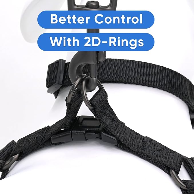 Pawtitas Solid Step-in Dog Harness – Adjustable No-Pull Vest for Puppies to Seniors, Safe & Comfortable M Black