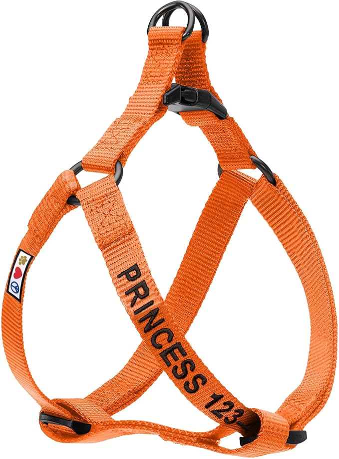Pawtitas Personalized Dog & Puppy Harness Large Orange Custom ID Tag Adjustable No Pull Vest