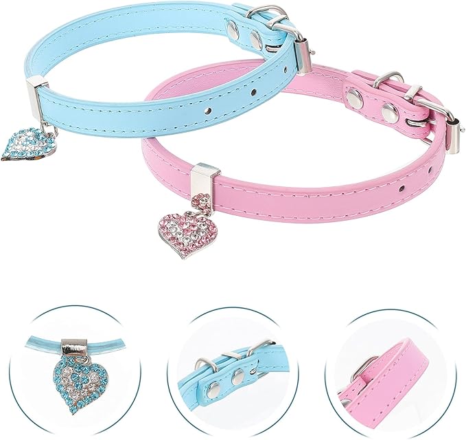 jojofuny 2pcs Adjustable Dog Collar with Buckle Blue and Pink Medium Size 1.3-35cm Pet Neck Decoration Dog Neck Ornament