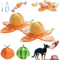 Orange Hide and Seek Plush Dog Toy, Interactive Squeaky Puzzle Toy with Hidden Pockets & Crinkle Paper, Watermelon Snuffle Mat for Small Medium Dogs Boredom Nosework (Orange 2PCS)