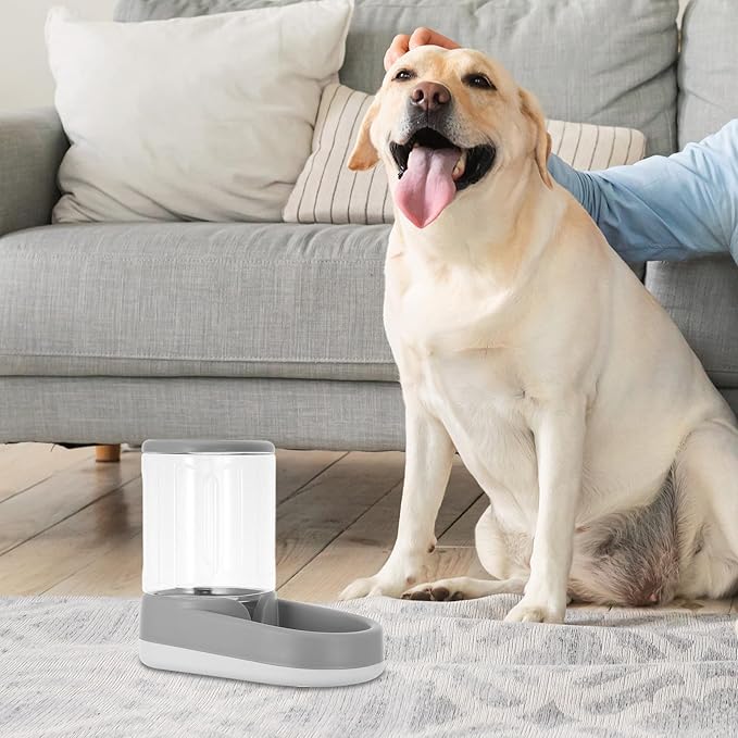 Automatic Pet Feeder and Spill-Resistant Water Bowl for Dogs and Cats, 3l Dry Food Capacity, Gray Drinking Dispenser Suitable for Small to Large Breeds and Travel Use