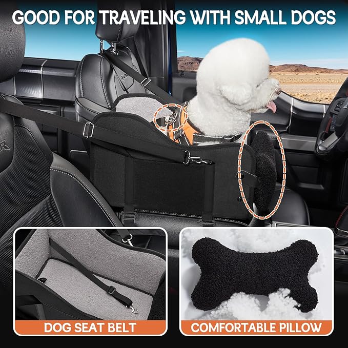 Center Console Dog Car Seat,Pet Puppy Car Seat,Middle Console Dog Armrest Booster Seat for Small Dogs(Black)