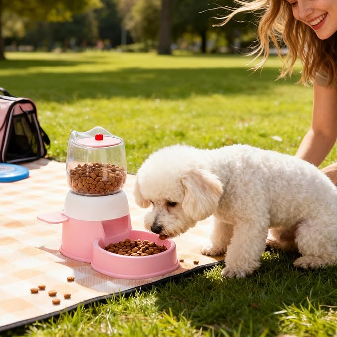 Automatic Pet Feeder - Press Design Cat Food Bowl, Pets Dispenser for Indoor Home Cage, Smart Pet Feeder with Timed Feeding Feature, Dog Food Bowl, Pets Feeding Dispenser for Patio Outdoor