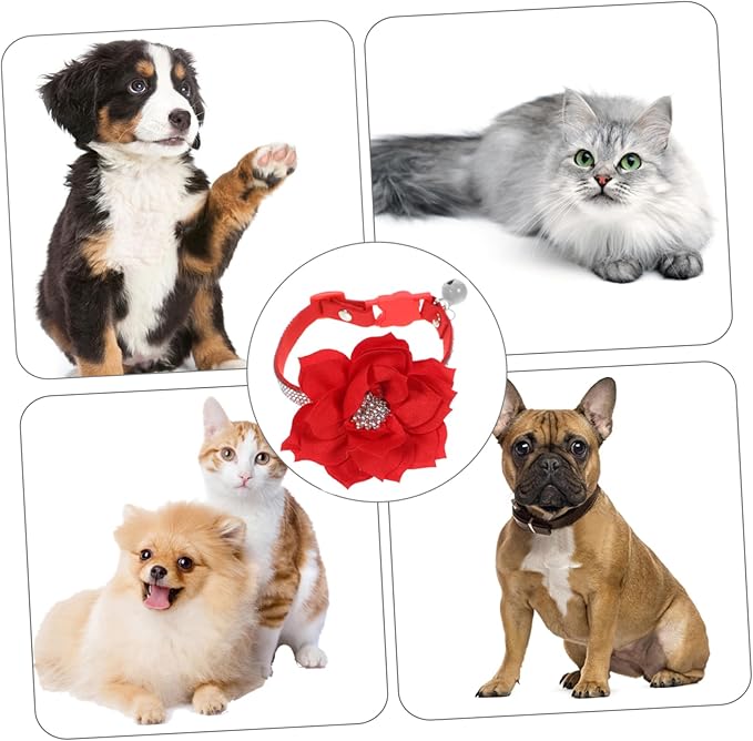 Yardwe Rhinestone Cat Necklace Adjustable Separating Pet Collar Bell Fashionable Comfortable for Daily Wear Parties Christmas Birthdays Weddings Photos