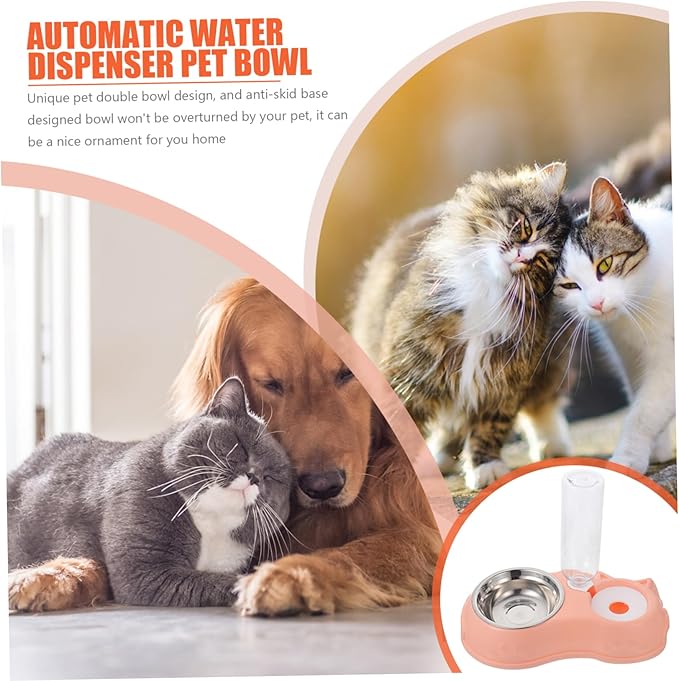 1 Set Automatic Pet Feeder and Water Dispenser Detachable Dual Bowls for Dogs and Cats Easy Cleaning Transparent Design for Busy Pet Owners