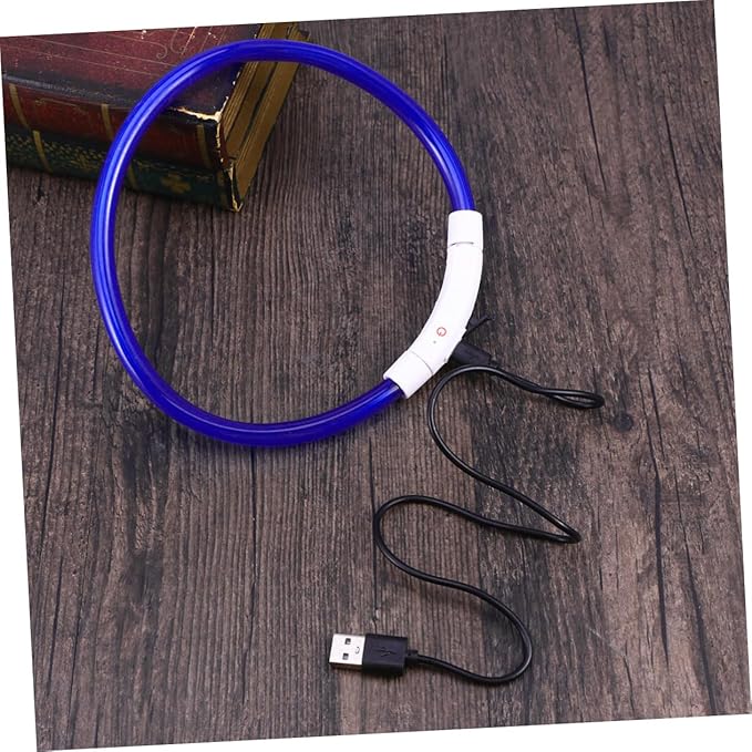 KESYOO LED Dog Collar USB Rechargeable Glowing Silicone PET Collar 50cm Waterproof Fiber for Night Safety