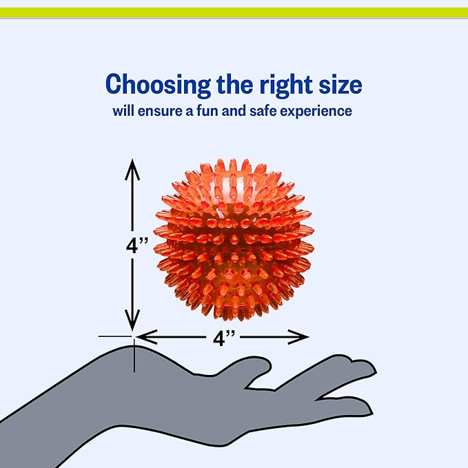 PetSport Gorilla Spiky Ball 4” - Spiky Rubber Dog Ball Toy, Interactive Puppy Toy for Small and Medium Size Dogs, TPR Rubber, Vanilla Scented - 4 Inch, Large