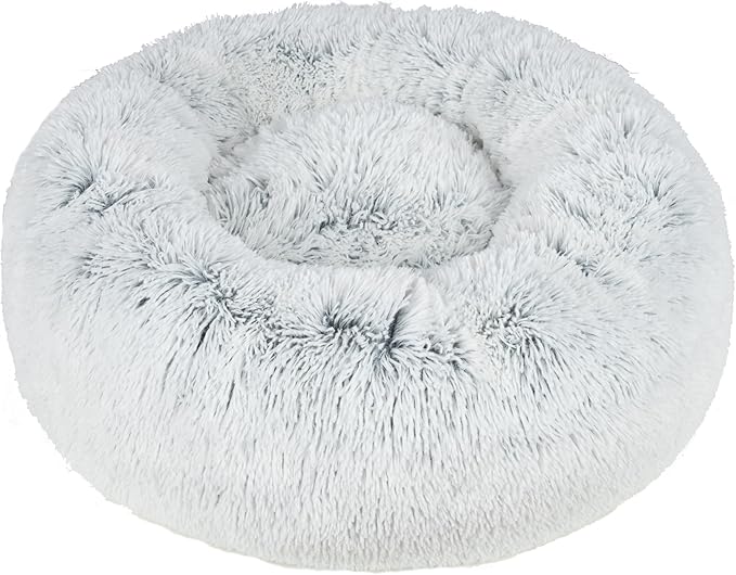 Best Pet Supplies Dog House Bed Crate Mat Tent Indoor Round Soft Plush for Small, Medium, and Large Breeds - Light Warm Gray, 24 x 24 x 7