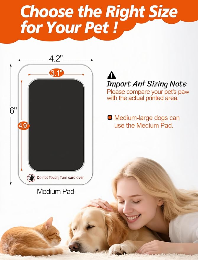 Paw Print Kit for Dogs, Inkless Clean Touch 3.1×4.9 in, Dog Nose Print Kit with Ink Pad, Frames and Stickers, Mess-Free for Cats Puppies Kittens Memorial