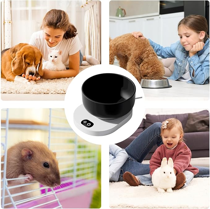 Pet Heated Water Bowl - Automatic Temperature Control, Ceramic Dog Cat Feeder, 35°C Warm Drinking Dish | Indoor Outdoor Home Table for Indoor Outdoor Home Table