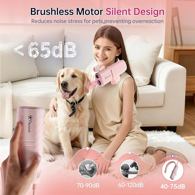 Dog Dryer for Pet Grooming,Pet Neck-Hanging Hair Dryer,Alternating Hot and Cold Airflow.Handheld & Hands-Free.Low-Noise, Ultra-Lightweight.High Wind Speeds.Adjustable Heat & Speed