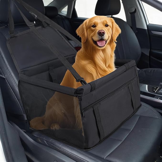 Dog Car Seat Back Seat Extender Booster Seat for Dogs Waterproof Fabric Pet Seat Cover Foldable Breathable Mesh Sides Carseat for Dogs ﻿