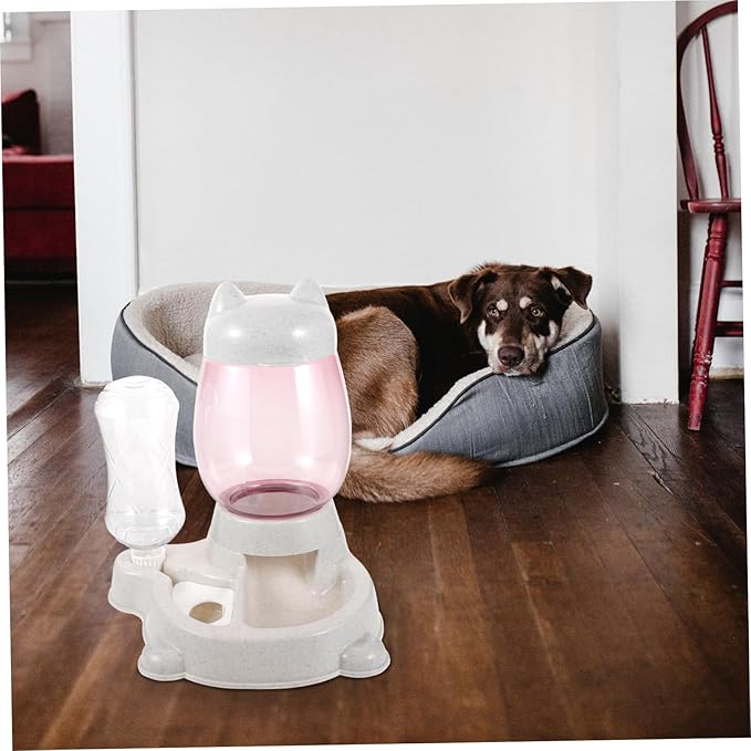 Healifty Automatic Pet Food and Water Dispenser for Dogs and Cats Gray Combo Feeder Bowl Easy to Fill and Saving Household Pet Supply