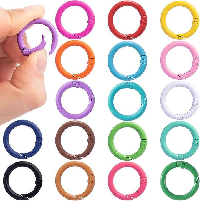 Spring O Rings,Round Spring Snap Keyring, Metal Carabiner Clips for Keychain Handbag Purse Dog