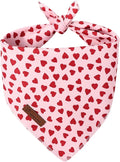 Valentine's Dog Bandana, UP URARA PUP Soft Cotton Adjustable Pet Scarf for Small, Medium, and Large Dogs, Cute and Comfortable Dog Accessory,L