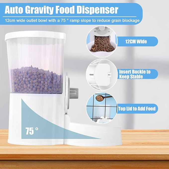 Automatic Food and Water Dispenser Set, Cage Hanging Auto Food Feeder Water Bowl for Cat Dog Rabbit Ferret Guinea Pig for Cage, Replenish Pet Feeder Waterer Removable Pet Food Water Container (Yellow)