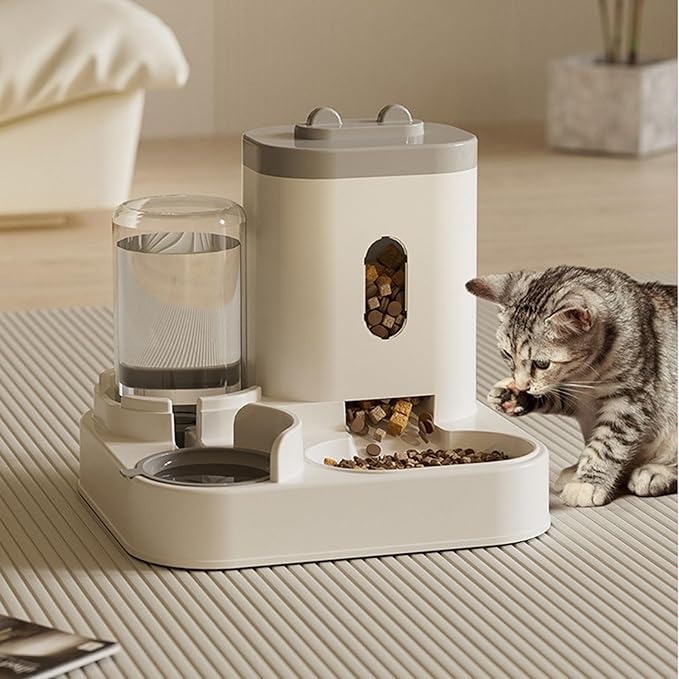 Pet Feeder Fully Automatic Feeder Food and Water Integrated Dispenser 1 L Water Dispenser & 2.3 L Food Storage Bucket Pet Supplies Pets Supplies(Yellow)