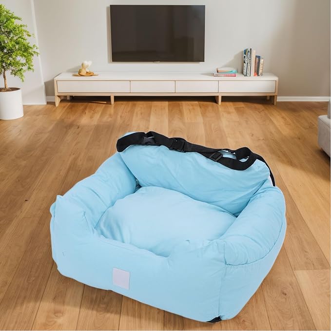 Dog Car Seat Booster, Washable Breathable Pet Car Seat for Small Medium Cats Dogs, Portable Travel Carrier with Secure Straps, All Season Use Soft Fabric,