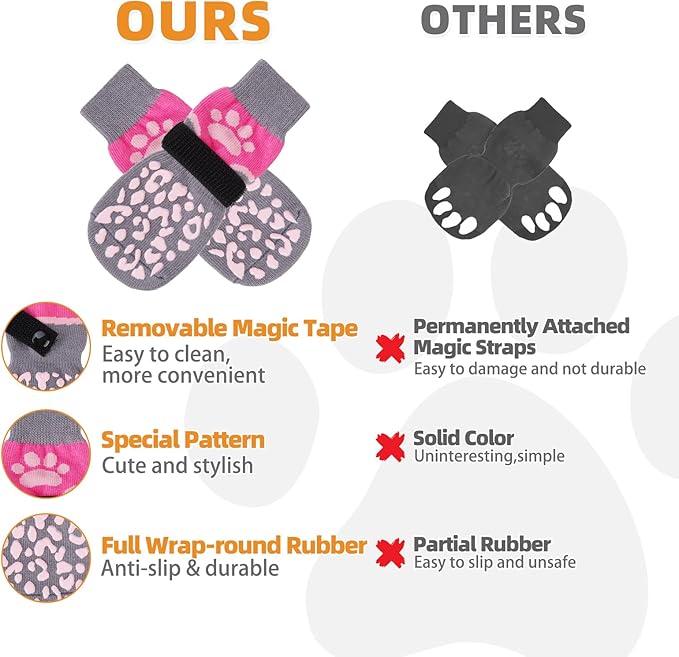 KOOLTAIL Dog Socks for Hot/Cold Pavement to Prevent Licking Paws for Hardwood Floors,Anti Slip,Pet Boots&Paw Protector with Grippers,Puppy Shoes Booties for Small Medium Large Senior Dogs