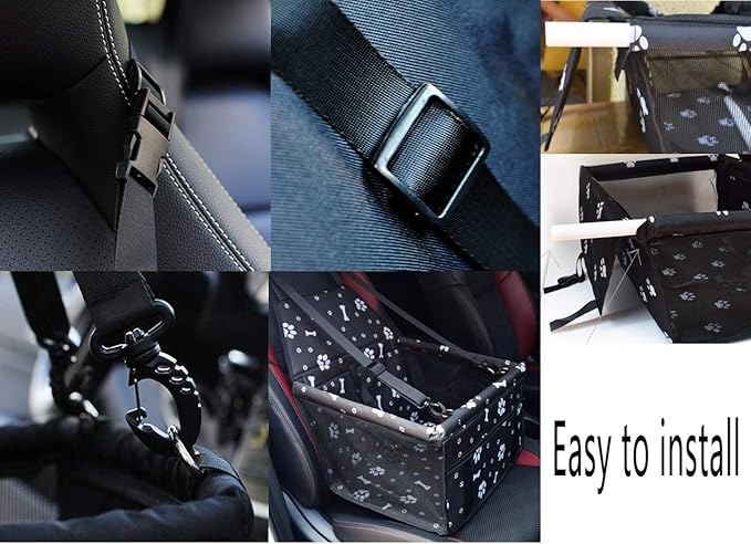 Dog Car Seat Car Booster Seat Travel Carrier Cage Oxford Breathable Folding Soft Washable Travel Bags for Dogs Cats or Other Small Pet