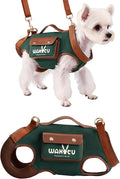 Dog Lift Harness Dog Carrier Dog VES Harness Adjustable Dog Leash with Small Puppy Treat Bag（Green,S）