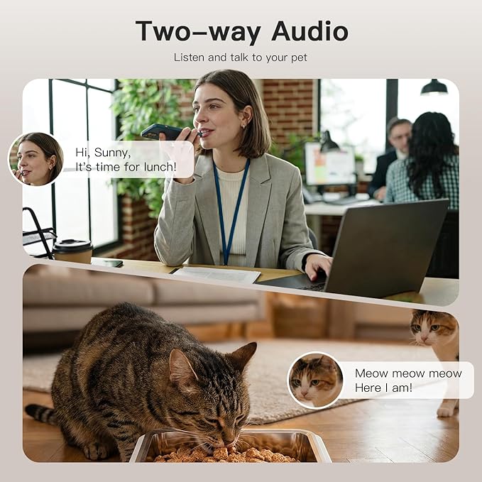 UMOMO 6L Automatic Cat Feeder with Camera, 1080P HD Camera Live Video, Night Vision 2-Way Audio, WiFi & App Remote Control, Programmable Pet Feeder, Smart Timed Dry Food Dispenser for Cat & Dog