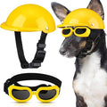 Frienda Dog Helmet and Goggles, UV Protection Doggy Sunglasses and 4 Inch Padded Puppy Motorcycle Helmet Adorable Dog Goggles with Adjustable Belt for Small Dogs Puppy Riding(Yellow,L)