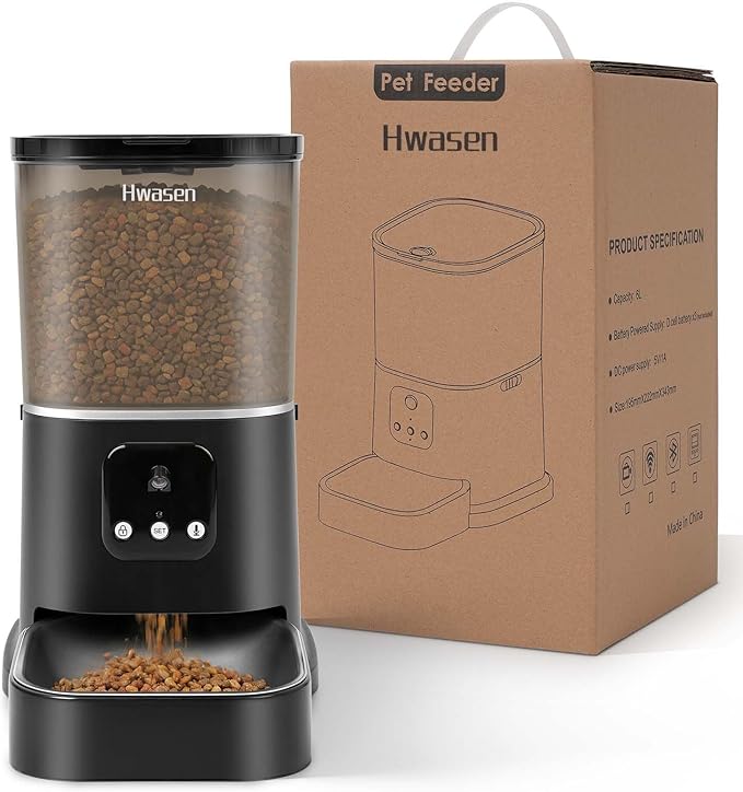 5L Smart Automatic Pet Feeder for Dogs Cats - WiFi Programmable Food Dispenser with App Control，Stainless Steel Bow - Dry Food Feeder for Small Medium Pets, Remote Feeding Schedule (Large)