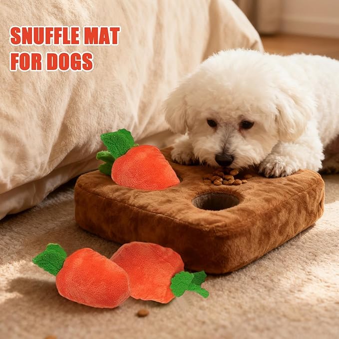Puppy Snuffle Mat - 150gSmall Dog Carrot Toy, Soft Interactive Feeding Rug, Enrichment Puzzle Pad, Stimulating Nose Work Gear | Fun Pet Activity Matt for Animal Lovers Pet Parents Busy Professionals