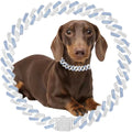 Blue Dog Chain Collar, Bling Diamond Cuban Link Dog Collars Glitter Rhinestone Cat Necklace for for Small Medium Large Pet Dogs Puppy(Blue 10inch)