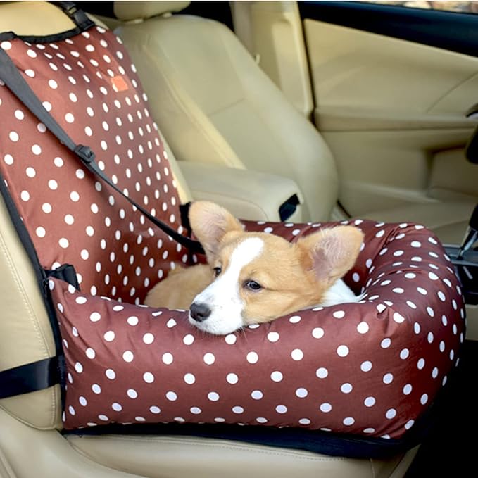 Dog Car Seat for Small Dogs Washable Portable Pet Booster Car Seat Travel Bed with Clip-On Safety Leash,Non-Slip Waterproof Carrier Doggie Booster Cage