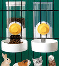 Hanging Automatic Pet Food Water Dispenser,Auto Gravity Pet Feeder and Waterer Set,Small Animals Self Feeding Bowl,Dog Feeding Station for Puppy Kitten Rabbit Chinchilla Hedgehog Ferret (White)