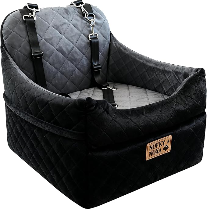 Pet Car Seat for Dogs & Cats - 17.8"×17.8"×18.9" - Supports Up to 35 lbs, Quilted Soft Fabric, Universal Fit for Most Cars/Trucks/SUVs, Secure & Comfortable Travel Cushion (Grey)