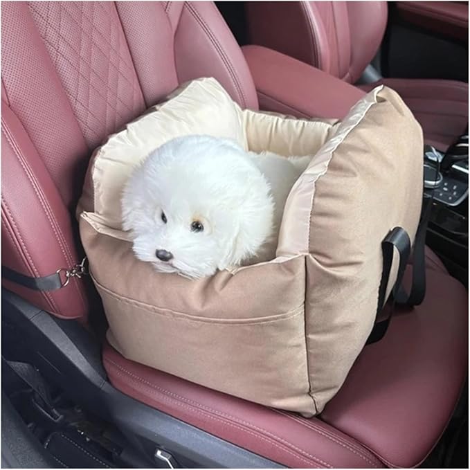 Small/Medium Dog Booster Car Seat Cushion Bed With Safety Belt Removable And Washable Pet Car Nest For Puppy Cats Travel Carrier(Black)