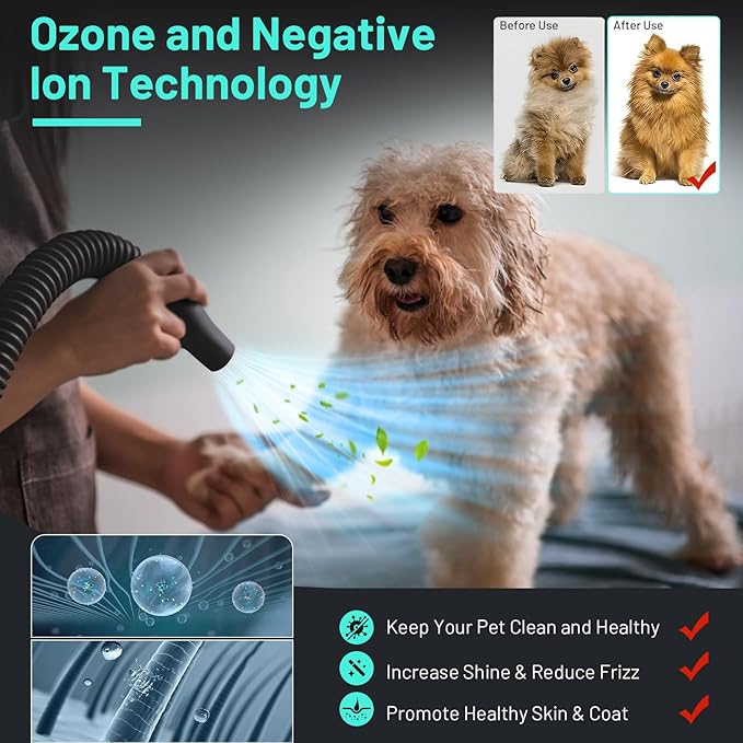 Dog Dryer High Velocity Dog Hair Dryer 5.2HP/3800W, Stepless Adjustable Speed Temperature Dogs Grooming Blow Dryer, Pet Dryer with 4 Nozzles,Blow Dryer for dogs, Yellow