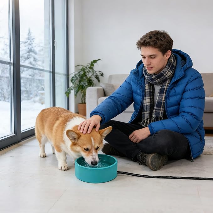 Automatic Pet Water Bowl - 3.2l Large Capacity Heated Dish for Healthy Hydration, Smart Temperature Control with Anti Spill Design, Dog Cat Puppy Chicken Bird Feeder for Indoor Outdoor Garden Yard