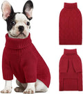KOESON Large Dog Sweater, Warm Christmas Dog Sweaters for Large Dogs, Cable Knit Sweater for French Bulldog, Pug, Corgi, Boston Terrier, Easy On Xmas Sweaters for Dogs, Red, L