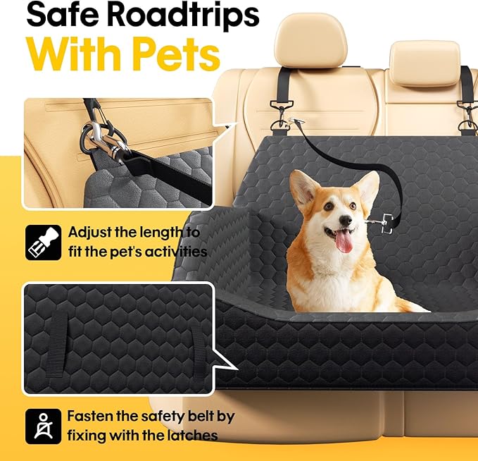 Dog Car Seat for Small Medium Dogs, Memory Foam Dog Booster Seat Elevated Cushion Seat for Dogs Under 55 lbs Pet Travel Bed