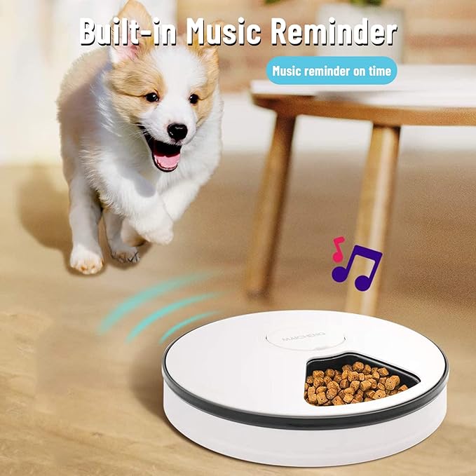 Automatic Cat Feeder Auto Cat Food Dispenser Smart Cat Feeder for Dogs, Cats & Small Animals W/Programmable Timer with 6 Meals Suitable Wet & Dry Food with Voice Reminder