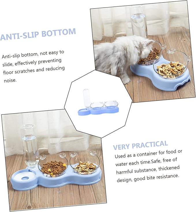 Multi Use Pet Feeder with Fall Design Transparent Detachable Water Dispenser for Cats and Dogs Practical Indoor Pet Supply