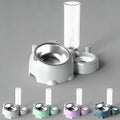 Cat Food and Water Bowl Set, Automatic Dog Dish Bowl with Water Dispenser, Removable Drinking and Eating Bowls, No-Spill Pet Feeder for Puppy, Medium Dogs & Cats (Grey)