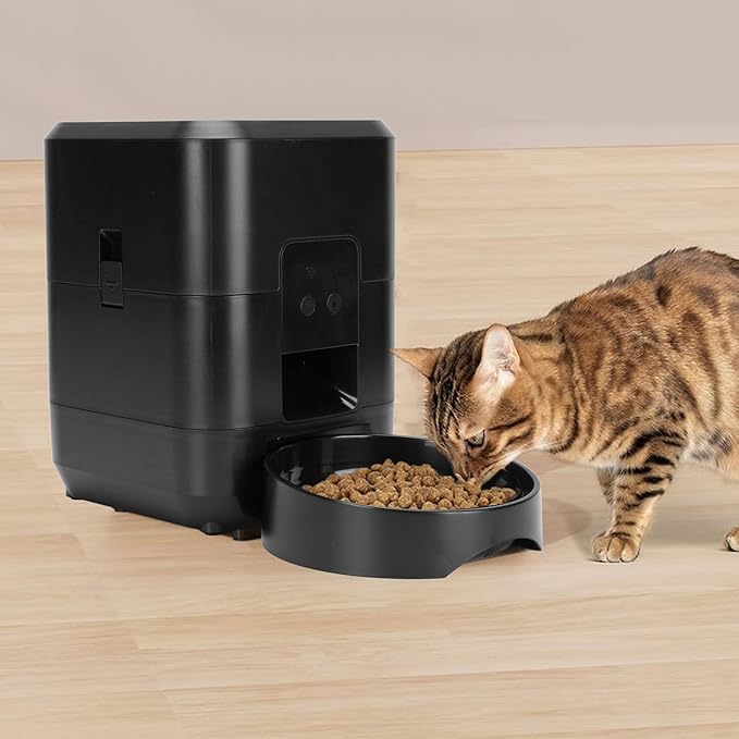 Automatic Pet Feeder, Smart Timed and Portion Controlled Feeding Food Container for Cat Dog, Connection Cat Dog Dry Food Dispenser, Dog Feeding Station, Pet Supplies (Black)