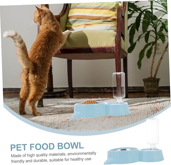 1pc Pet Feeder and Water Dispenser Practical Cat Bowl Automatic Dog Bowl Replaceable Water Bottle Choke Stainless Steel Design for Cats and Dogs