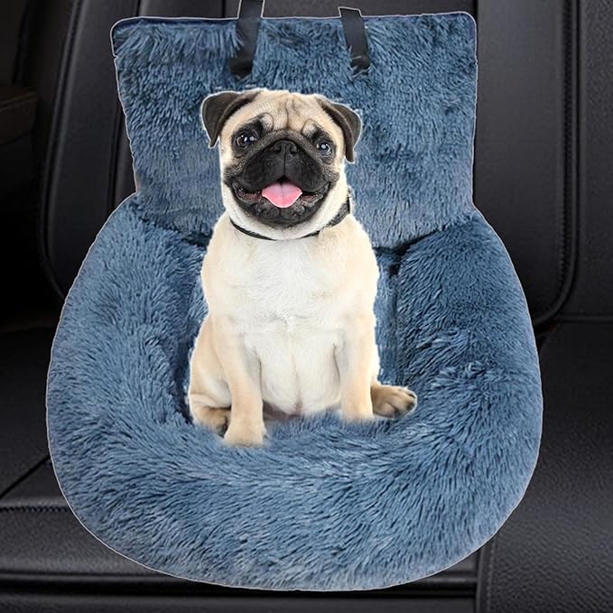 Dog Car Carrier Seat – Large Console Booster Seat, Soft Detachable Pet Carrier, Washable Dog Travel Bed | Pet Booster Seat with Leash & Strap, Washable Dog Car Seat, Safe Dog Car Seat for Travel