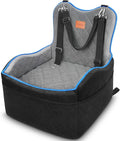 Elevated Dog Car Seat, Booster Car Seat for Small/Medium Sized Dog Fits in Front/Back Seat, 6 Inch Memory Foam, 3 Storage Pockets & 3 Safety Belts, Detachable Washable Puppy Carrier for Travel